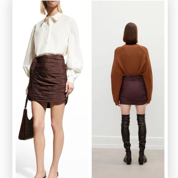 RÓHEDenia Women's Bown Denia Taffeta Pleated Mini Skirt Size 4 NWT $345
